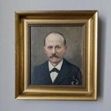 Oil on canvas old portrait gilded wooden frame country decoration