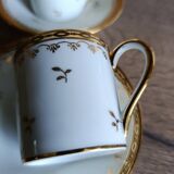 3 litre cups and saucers Empire gilded porcelain, Limoges 1950