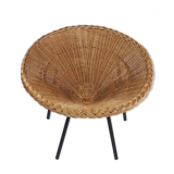 Fauteuil corbeille en rotin 1950
