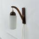 Vintage Scandinavian wall lamp with teak and opaline glass shade , 1960s
