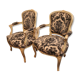 Pair of Louis XV-style convertible armchairs