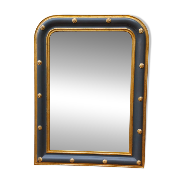 Miroir louis-philippe gris et dore decore dans le gout de l'antique
