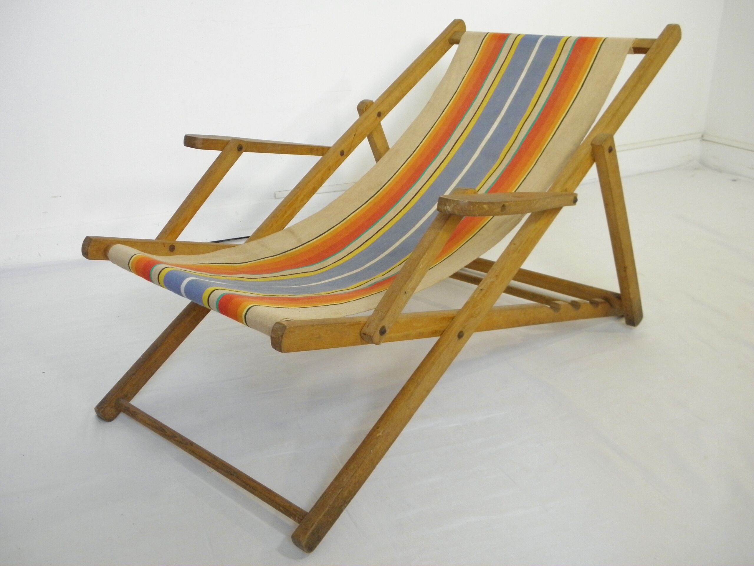 Chair fabric and wood vintage 1960