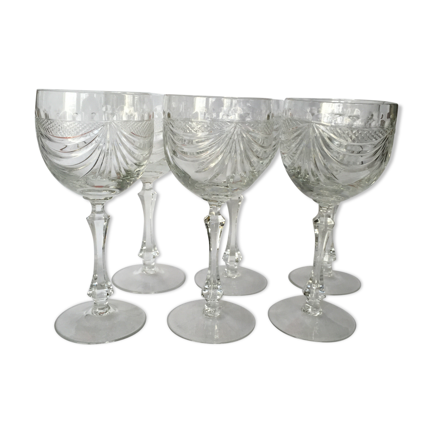 Set of 6 crystal wine glasses