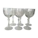 Set of 6 crystal wine glasses