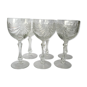 Set of 6 crystal wine glasses