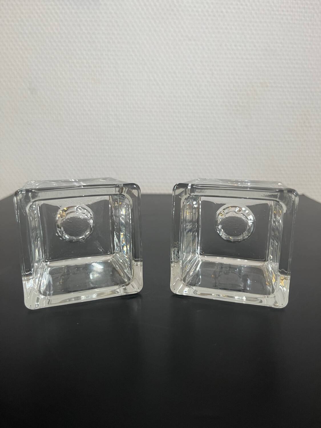Pair of Ice Cube Dansk tapered candle holders