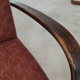 Pair of H410 Type C burgundy armchairs by Jindrich Halabala for Thonet