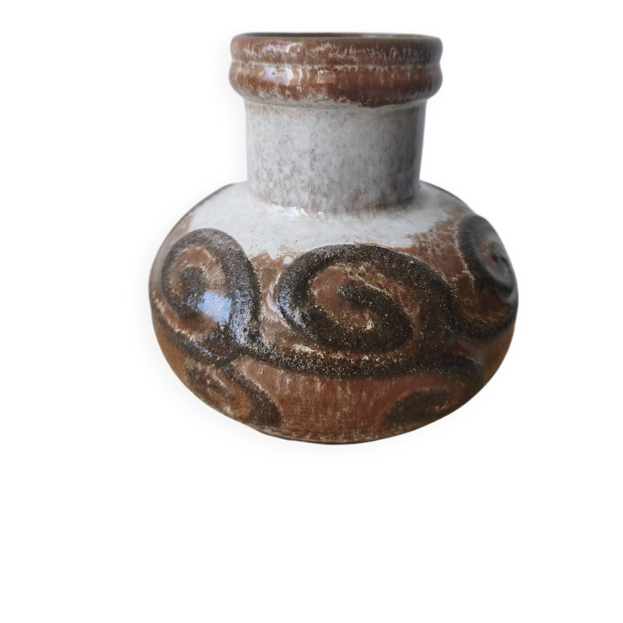 Vintage Strehla round vase, ceramic, East Germany, 1960s/70s