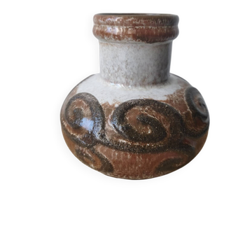 Vintage Strehla round vase, ceramic, East Germany, 1960s/70s