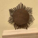 Vintage sun mirror in woven rattan diameter 45 cm retro decoration