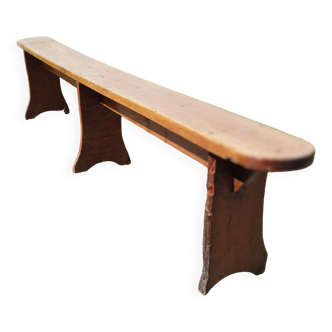 Authentic vintage farmhouse bench in varnished wood