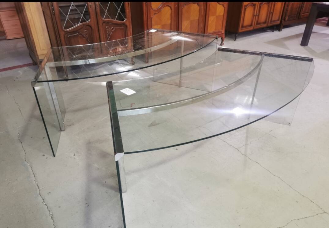 2 glass desks by Radice & Gallotti, 1970