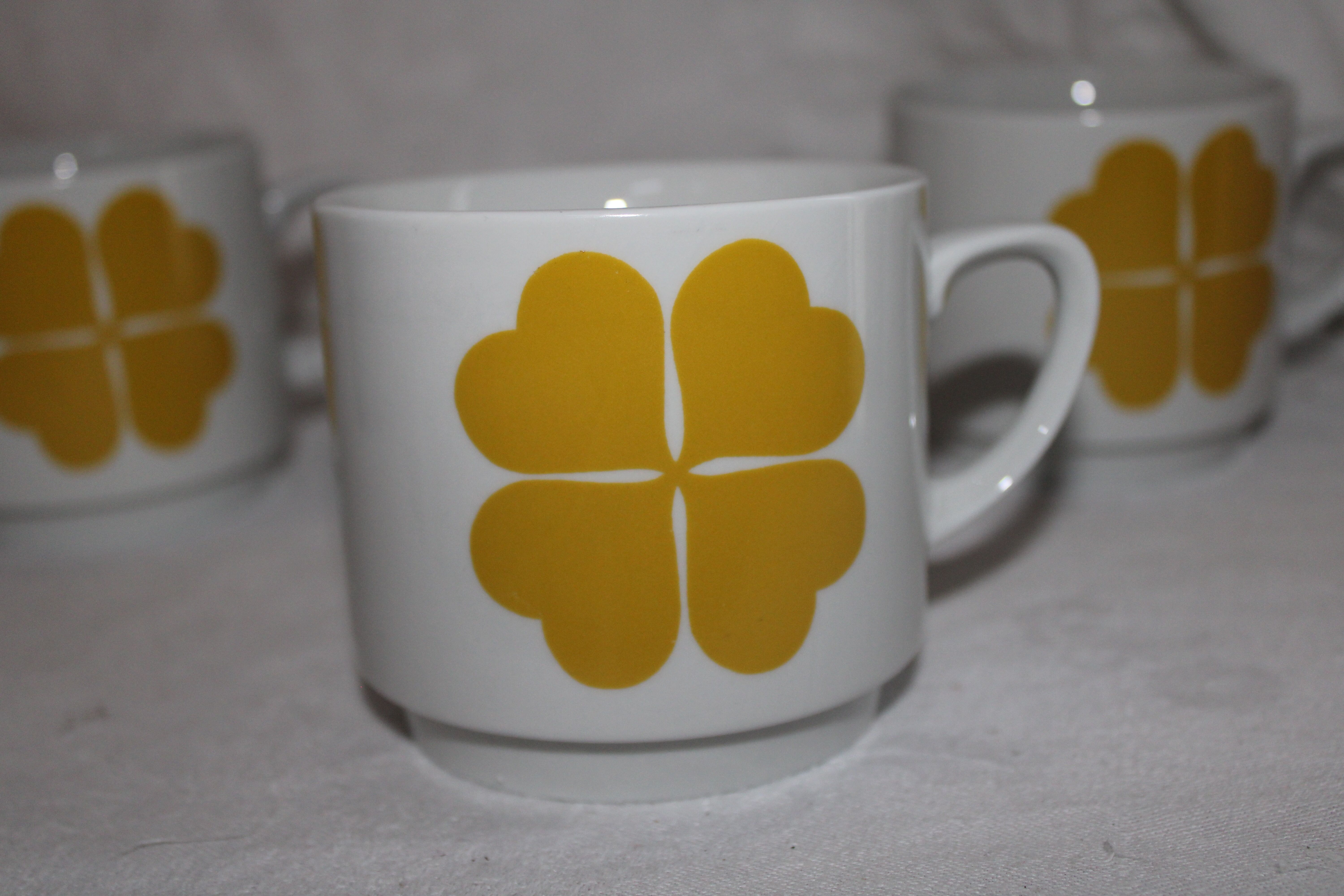 Set of 3 large cups décor 4-leaf clover Monopoli made in Italy