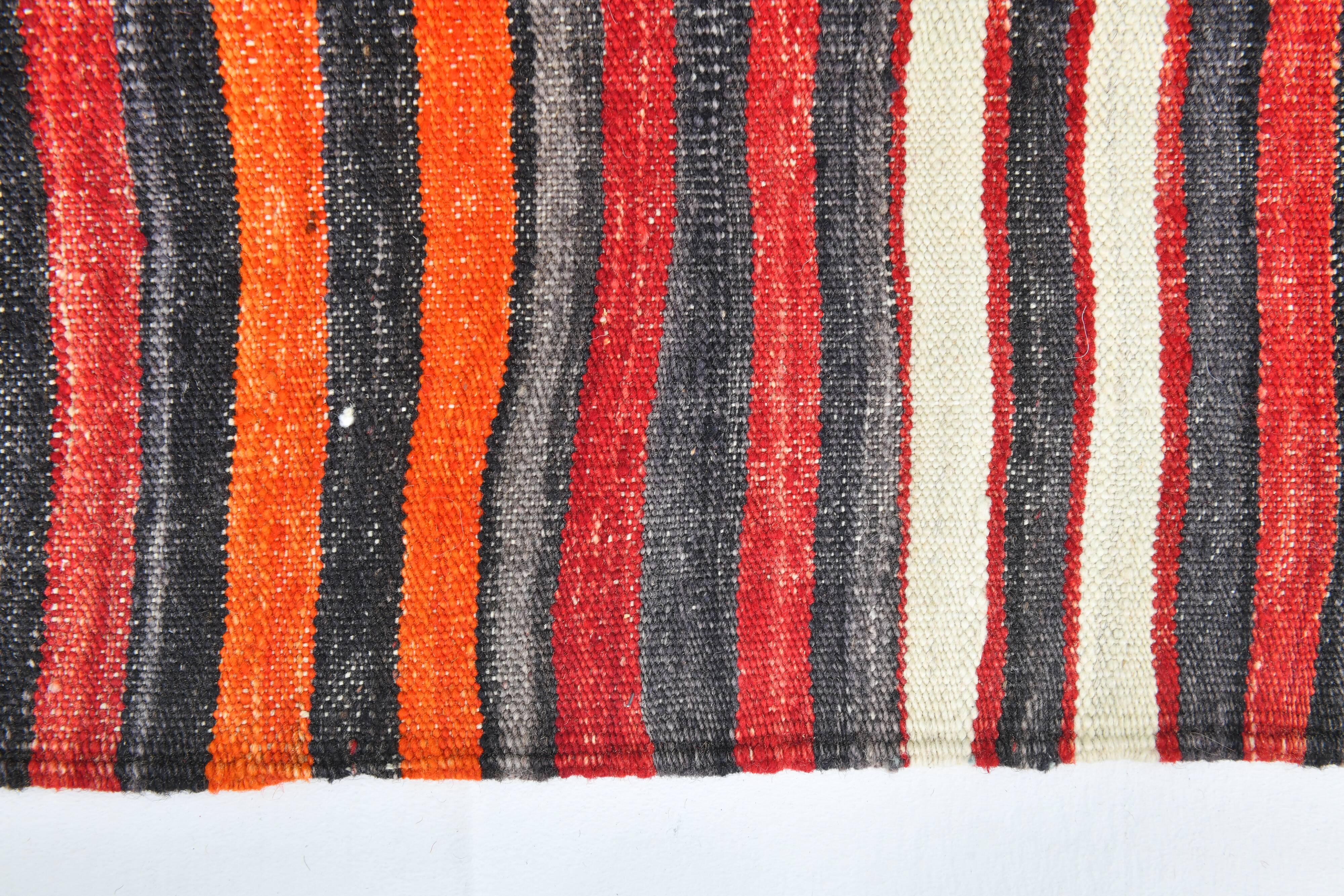 Red & Blue Large Vintage Kilim Rug, 200x352Cm