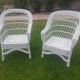 Rattan armchairs, white lacquered