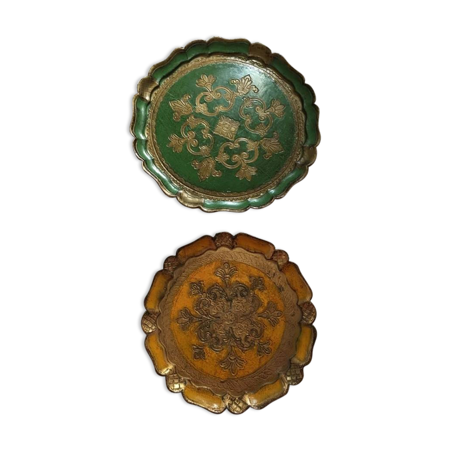 Two Florentine round table tops.