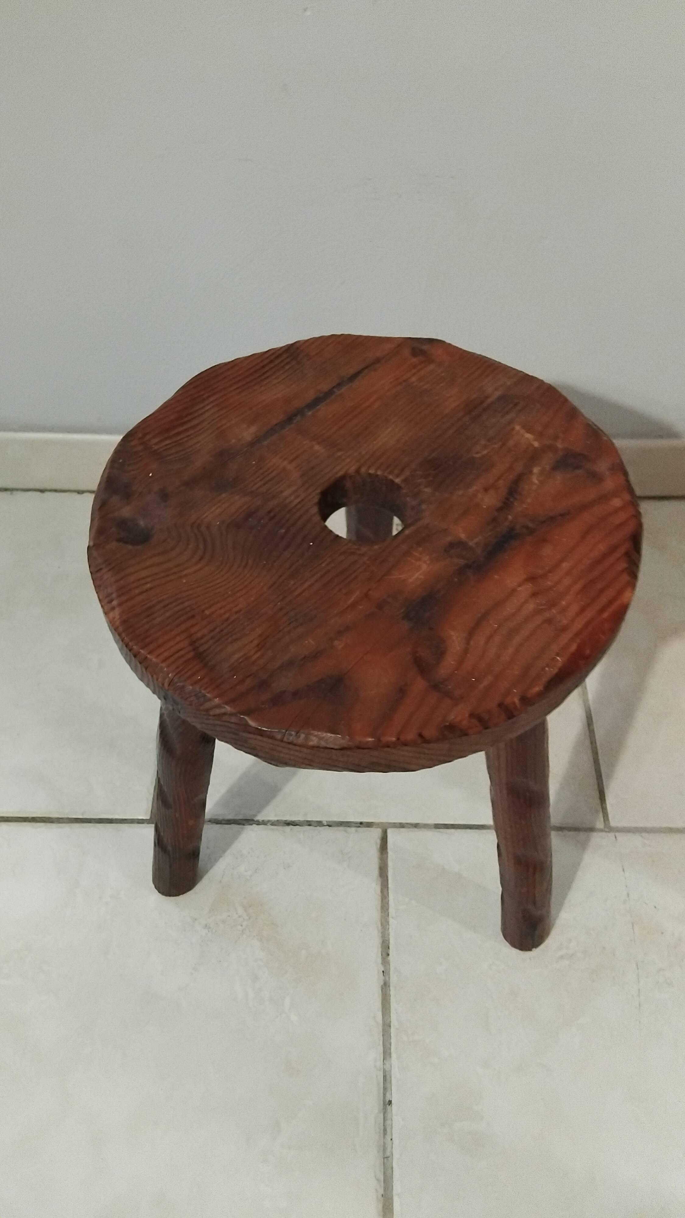 Vintage wooden perforated stool