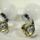 Pair of "GLOBE" APPLIQUES in OPALINE and CHROME and GOLD metal - 70s-80s