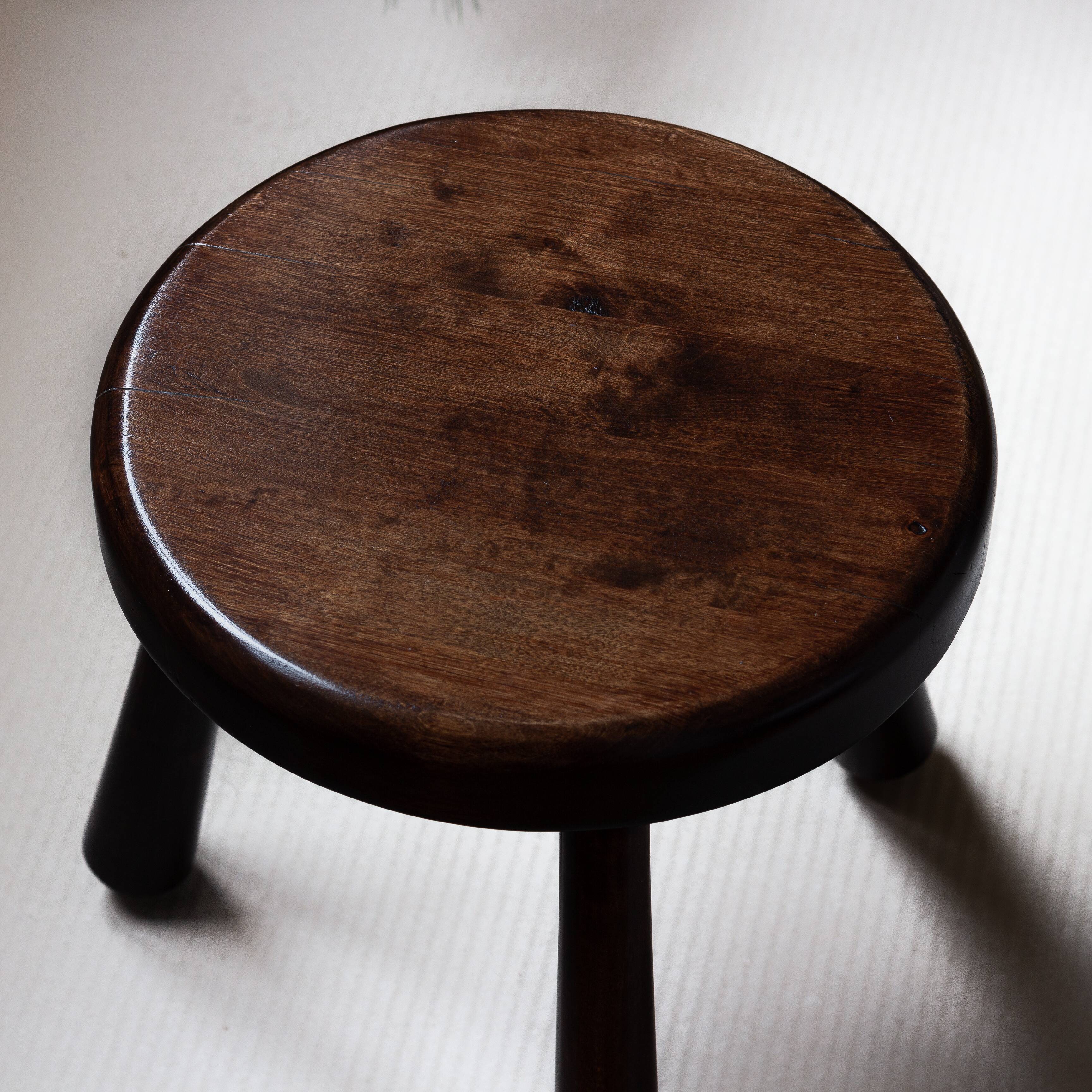 Solid wood tripod stool ⎮Folk art ⎮Mid-20th century