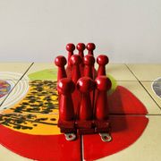 Vintage accordion coat rack in red painted wood