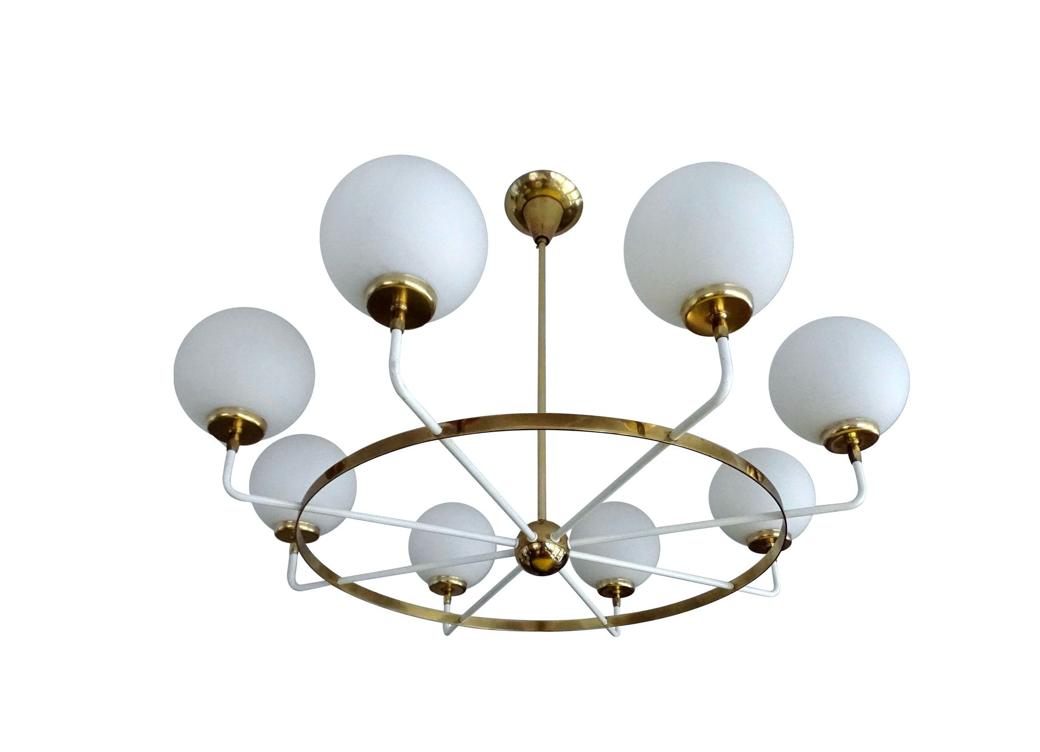 Suspension XXL Vintage Italy, 50s, Brass and Glass