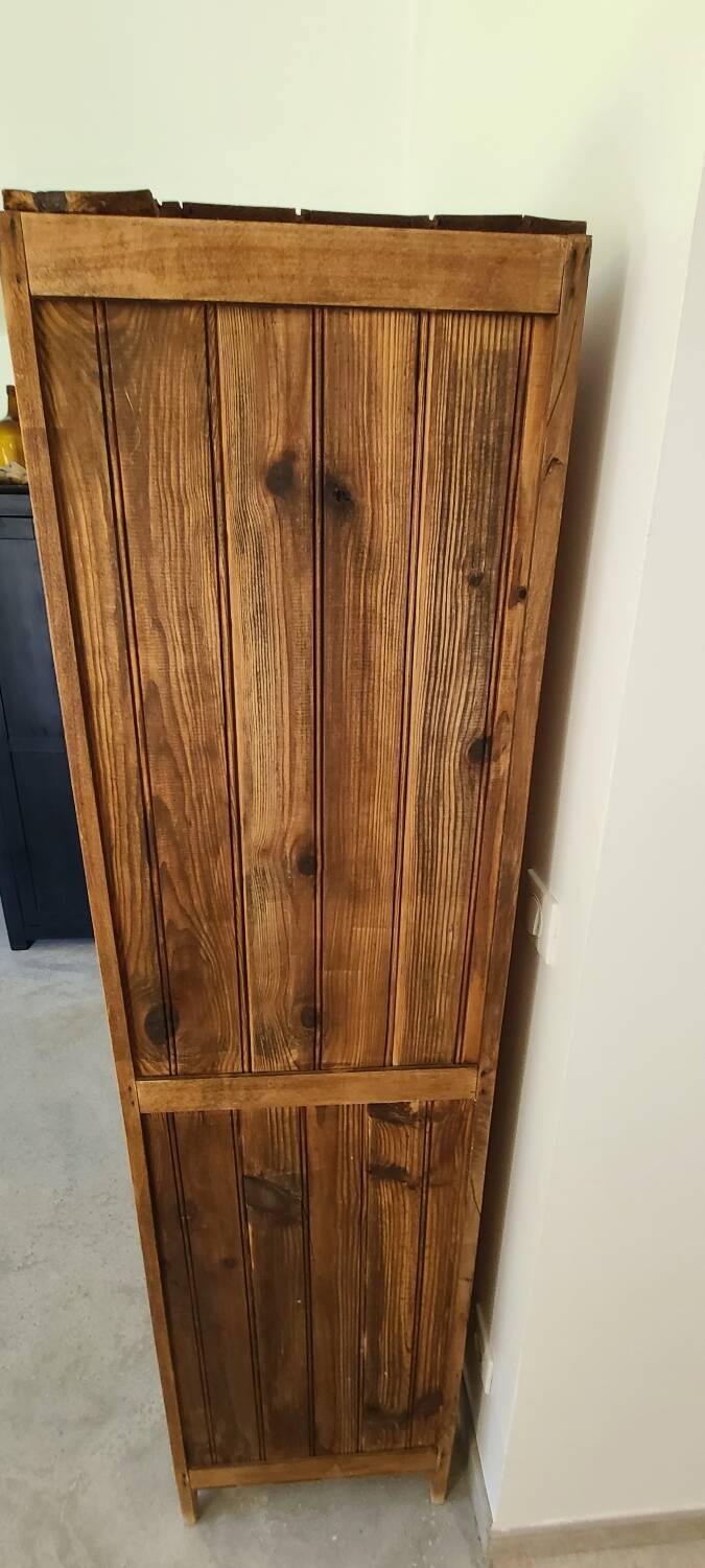 Old Parisian wooden linen wardrobe