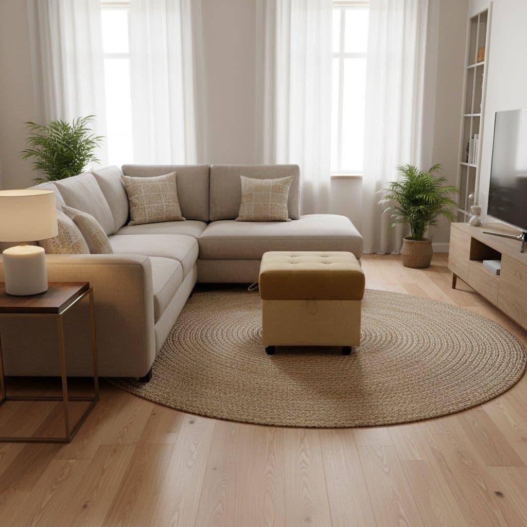 Vintage pouffe / footstool with storage space