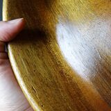Teak or acacia wood bowl, vintage craftsmanship from the 70s-2000s