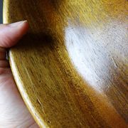Teak or acacia wood bowl, vintage craftsmanship from the 70s-2000s