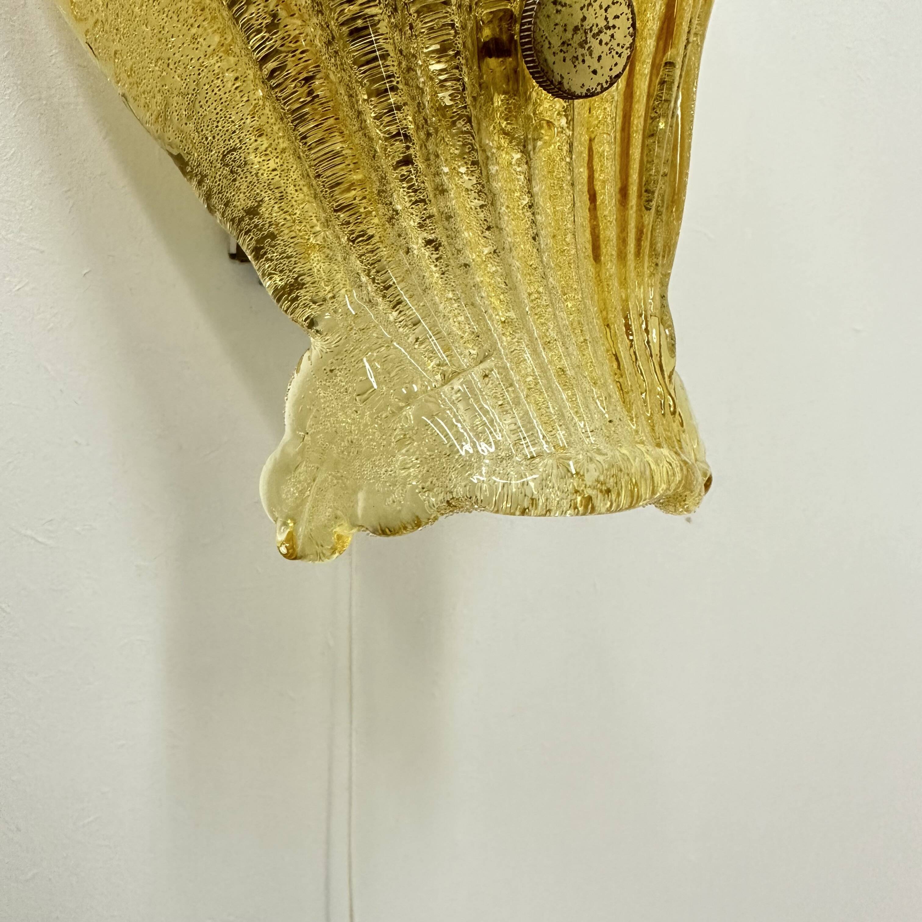 Set of 2 Sölken leuchten Murano glass shell wall lamps , 1970s