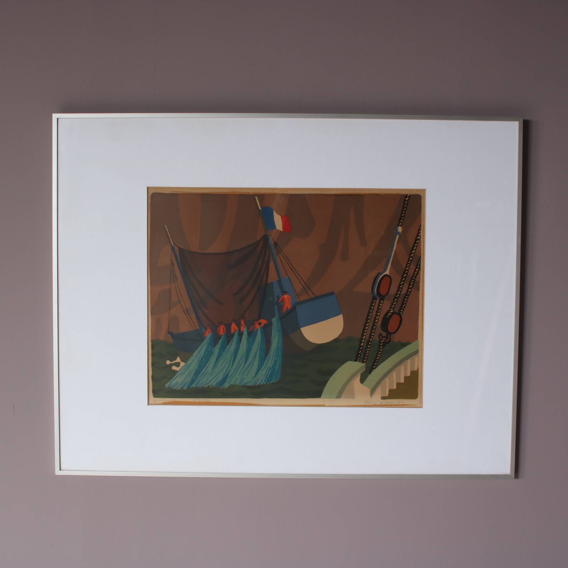 1950s Framed lithograph by Lars Norrman, Sweden