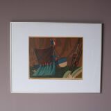 Lithographie encadrée des années 1950 par Lars Norrman, Suède