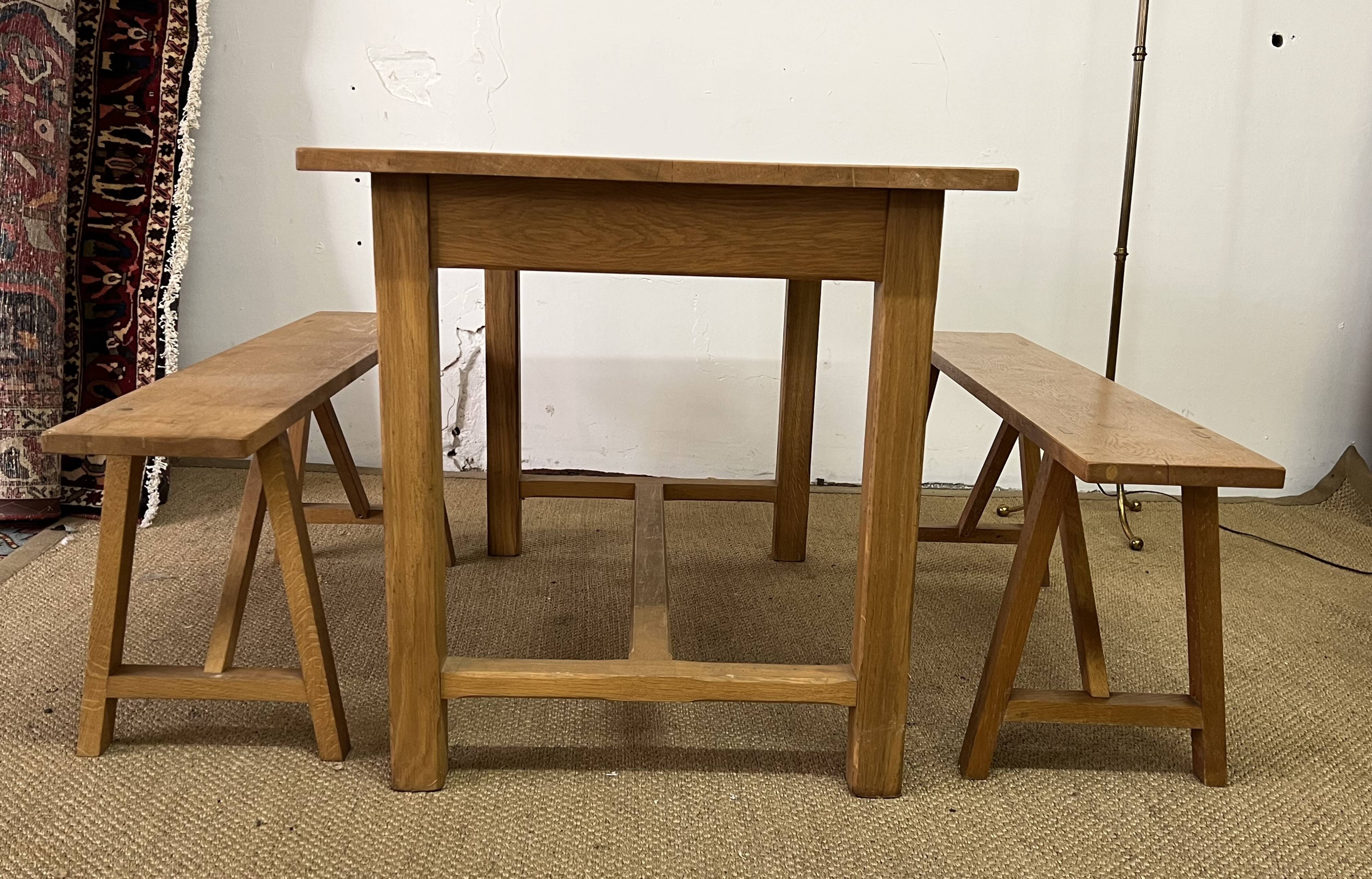 Solid oak farm table and benches