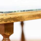 Authentic solid wood and green marble pedestal