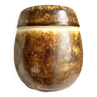 Brown glazed ceramic jar