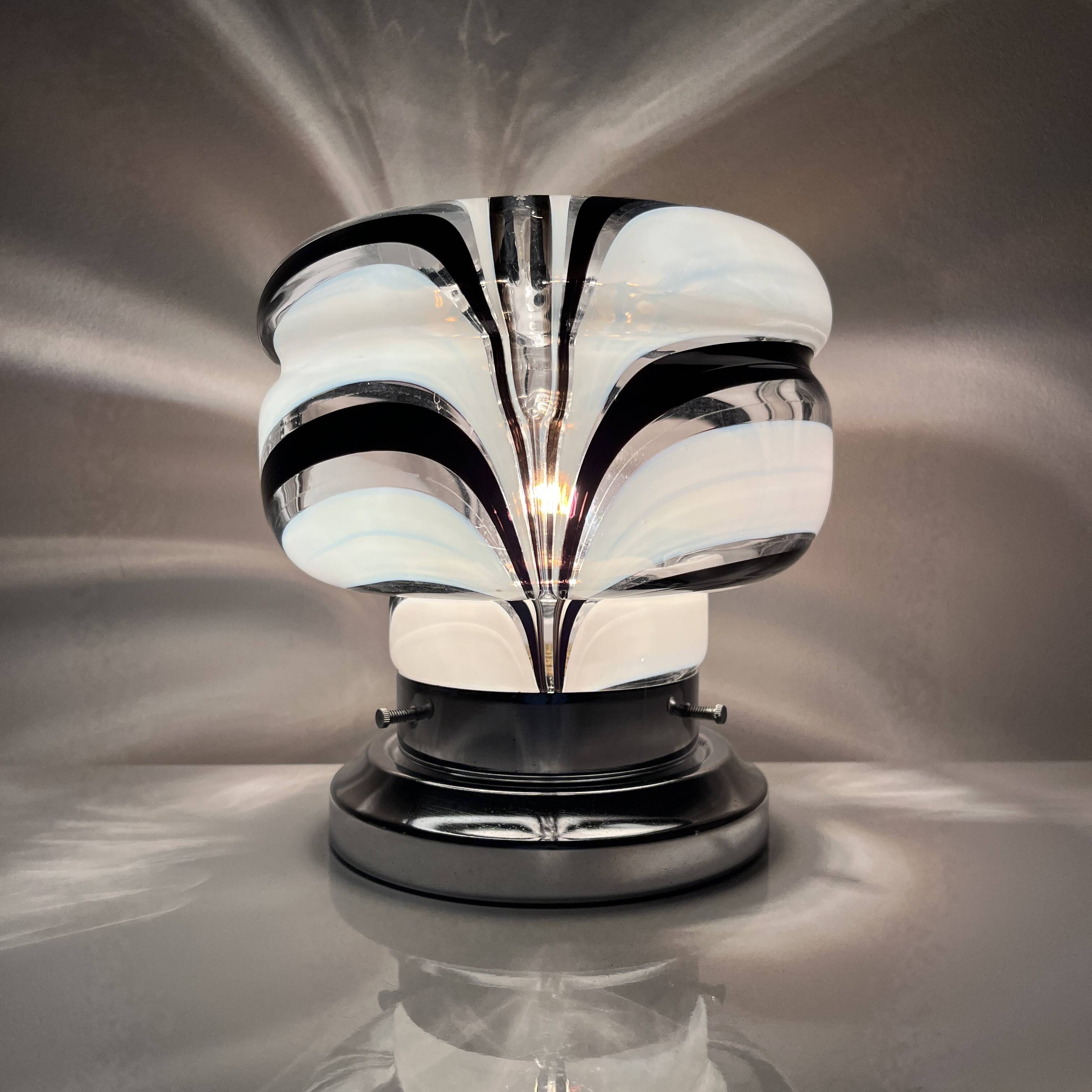 Side lamp Chromed metal and blown glass Murano Italy circa 1970