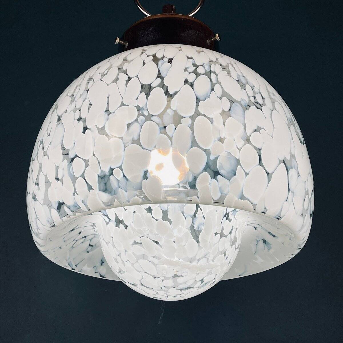 Mid-Century White Murano Suspension, Italy, 1960s