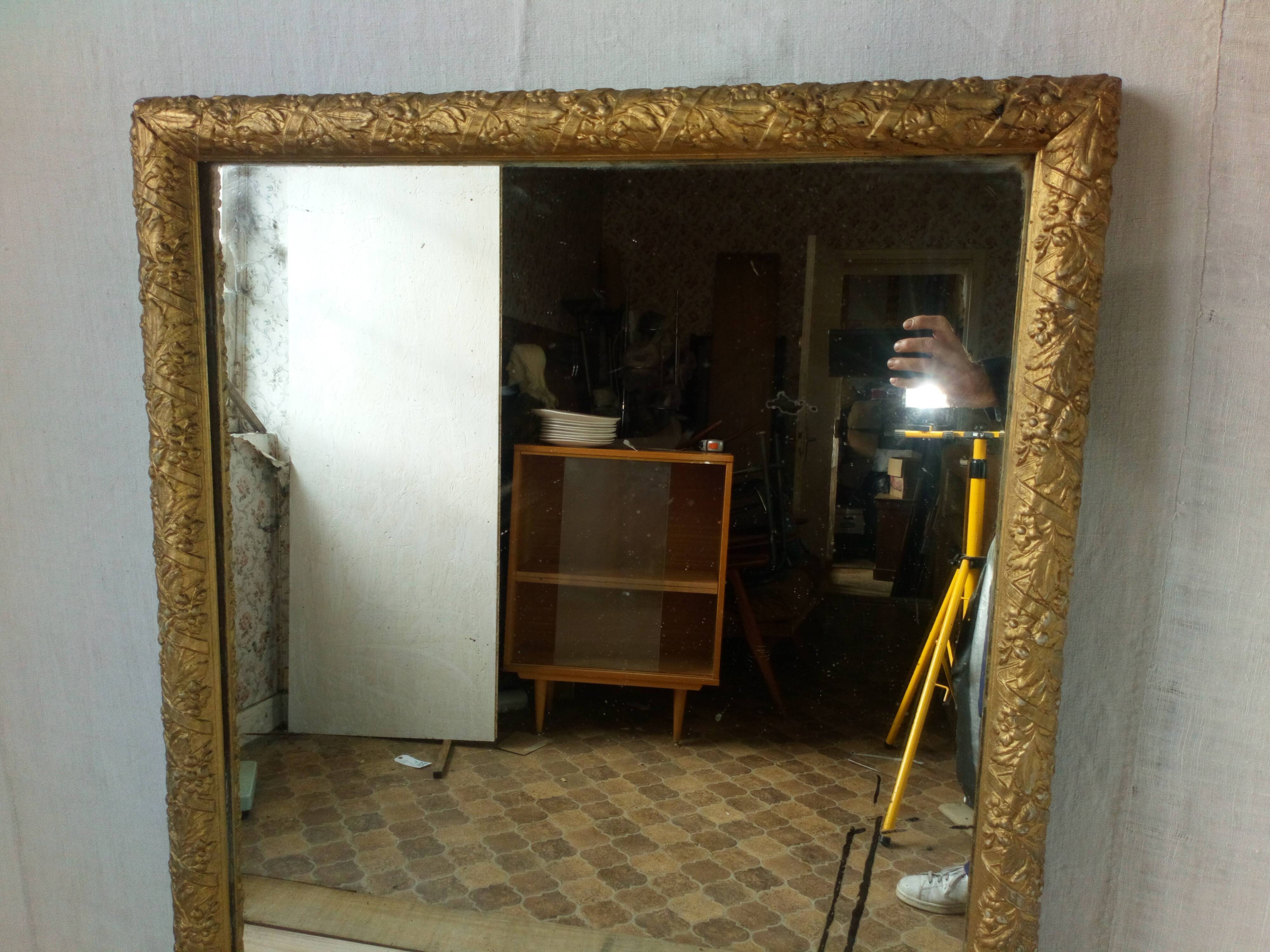 Large gold mirror Napoleon III style catering 76x130cm