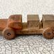 Small transporter truck, old wooden toy