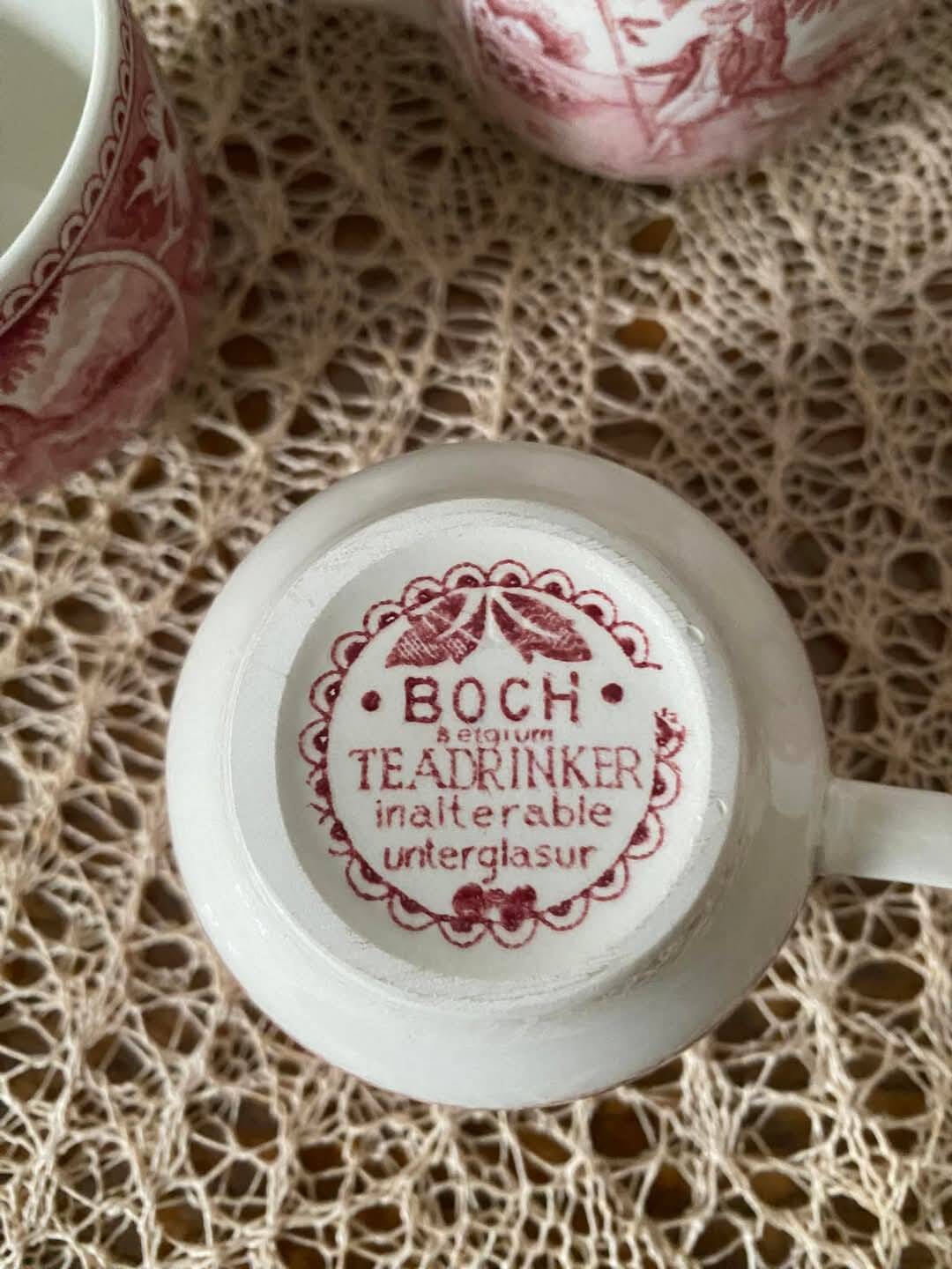 6 porcelain cups stamped BOCH Belgium