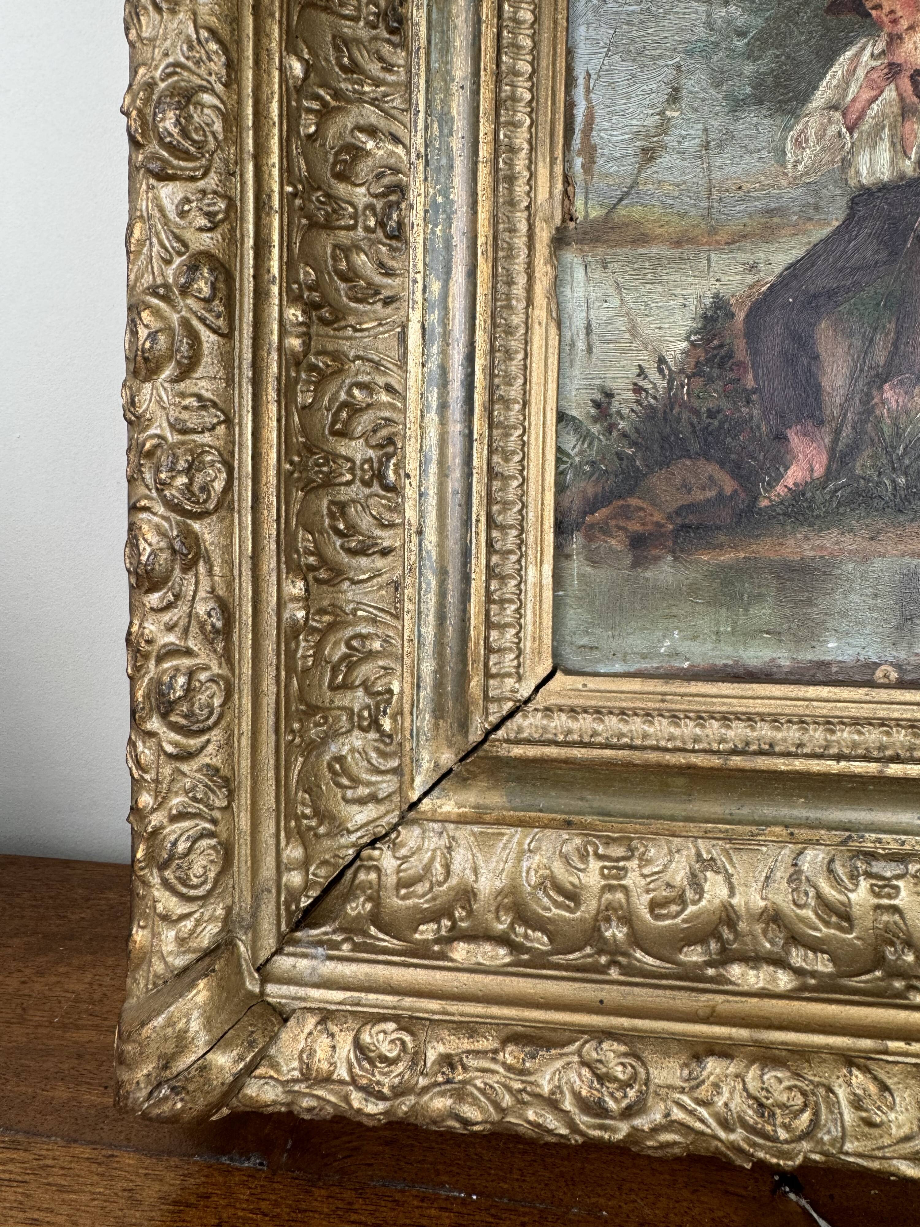 19th century french school the fisherman on the line circa 1860