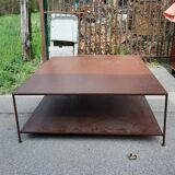 Large square coffee table with 2 metal tops