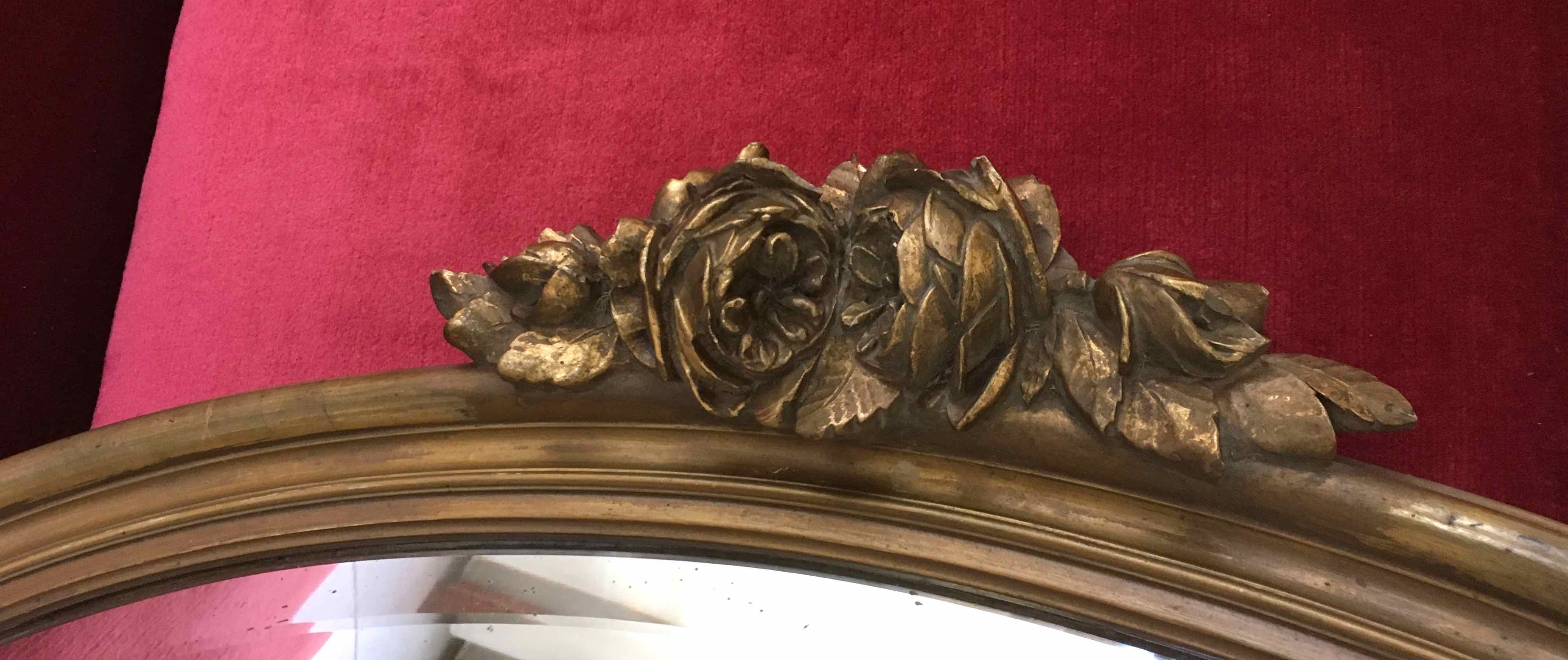 Oval mirror 30s gilded wood 80x62cm