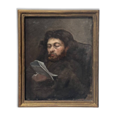 French school of the 19th century, Portrait of a man reading, oil on canvas