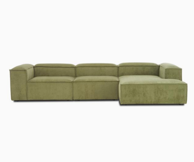 Lennon green corduroy modular corner sofa