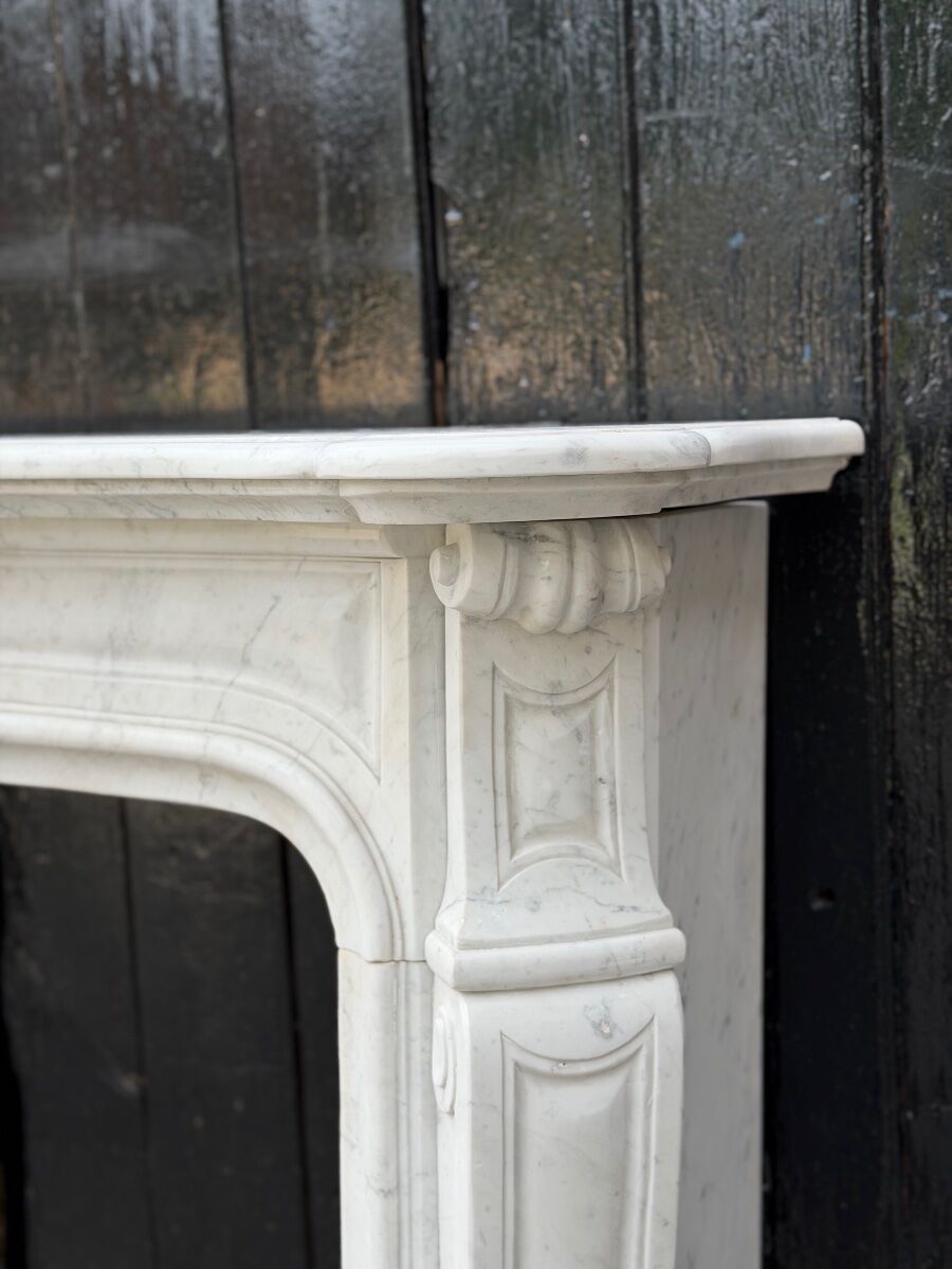 Louis XV style Carrara marble fireplace circa 1900