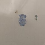 Series of 6 vintage plates demi-porcelaine badonviller art deco blue flowers