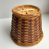 Cache-pot en rotin & osier plantes années 70