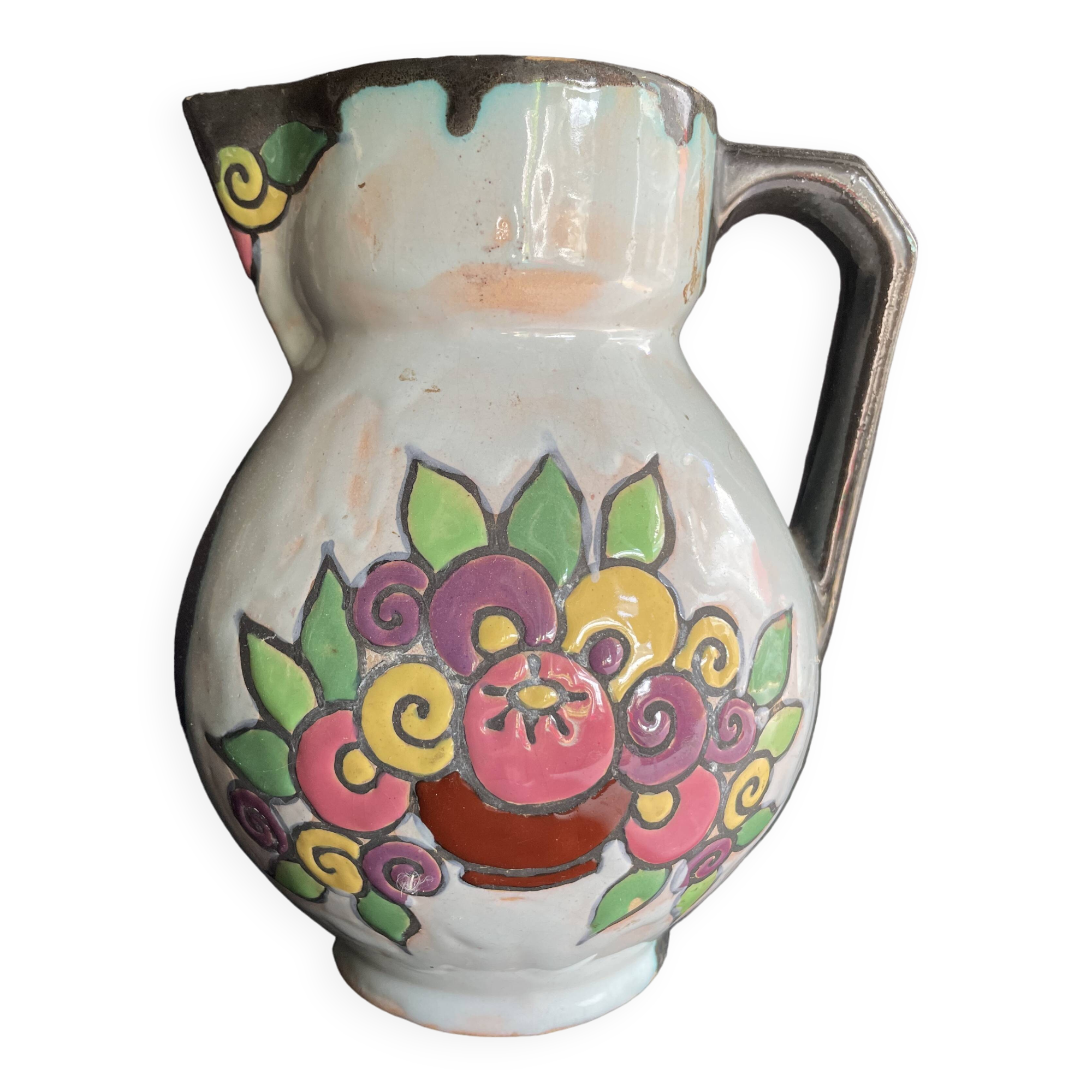 Enamelled jug – Desvres earthenware – Henri Delcourt (1872-1963)